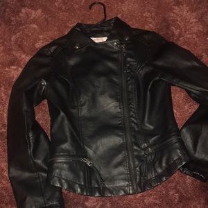 black leather jacket